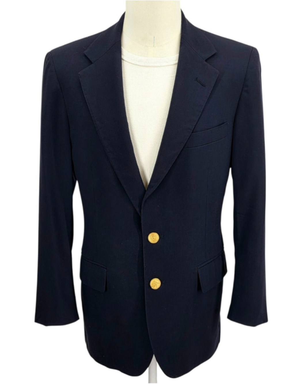 Vtg University Club Ralph Lauren Navy Blazer Made USA Gold Button Mens
